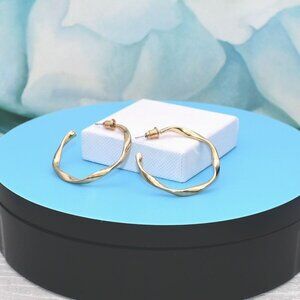 Emma Ellison Delicate Twist Hoop Minimalistic Earrings Gold Gift Packaged